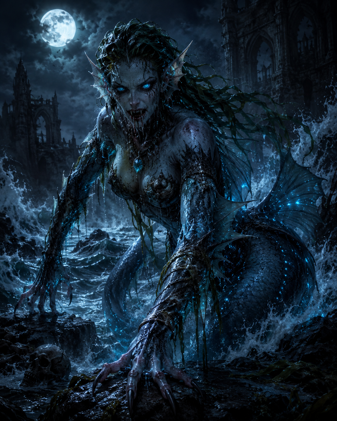 Custom Hybrid Sea Vampire (Vampire Mermaid) Spirit Companion