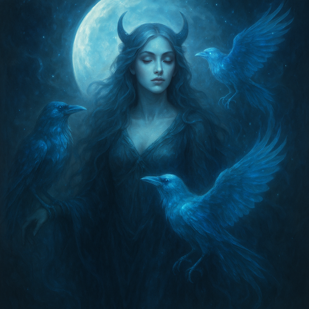 Hecate's Mystical Blue Moon Ravens Spirit Companion